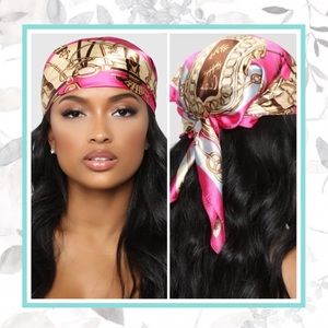🎀 HEAD WRAP BANDANA SILK SCARF MULTI RAG POOL BOHO SATIN PINK GOOD WHITE BEACH